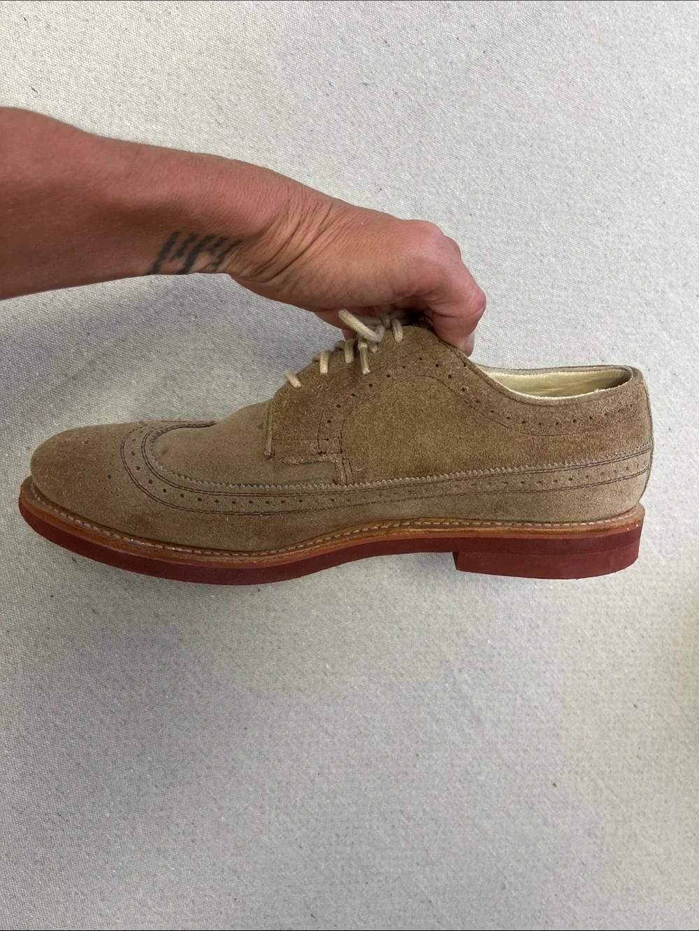 Walk-Over Men’s 9.5 M Suede Wingtip Brogue Oxford Shoes Made in USA